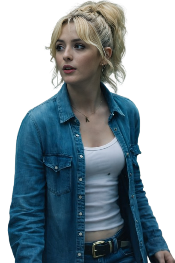 Kathryn Newton Ready or Not 2 Denim Shirt - Image 4